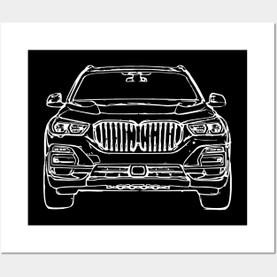 White X5 M50d F15 Car Sketch Art Posters and Art